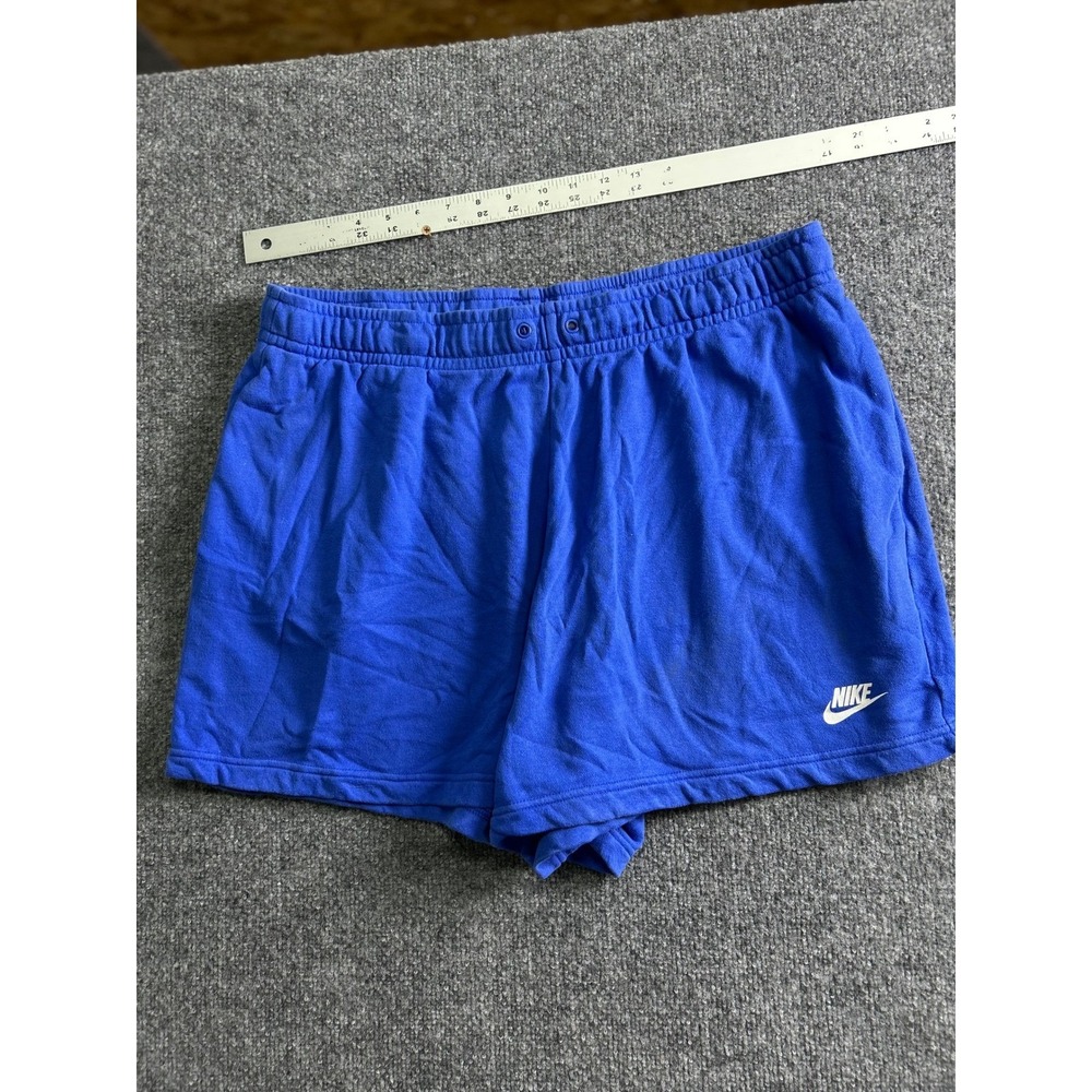 Nike Shorts Womens Size 1X Blue Sweat Relaxed Fit Athletic Logo French Terry